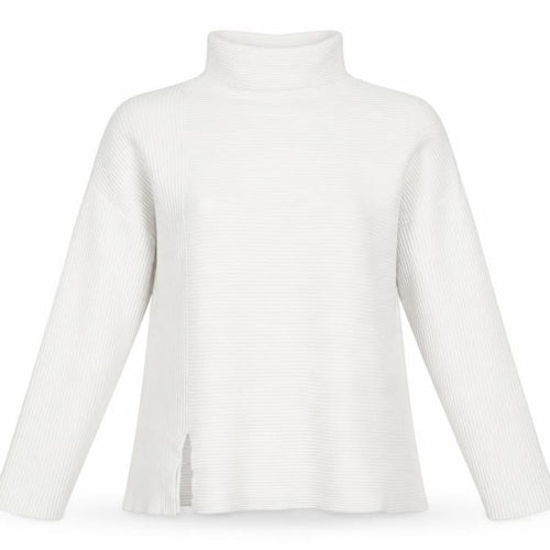 French Connection Women’s White Roll Neck Rib-Knit Jumper XS