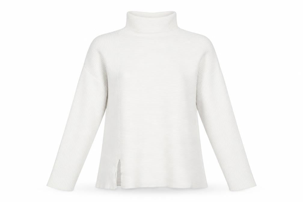 French Connection Women’s White Roll Neck Rib-Knit Jumper XS