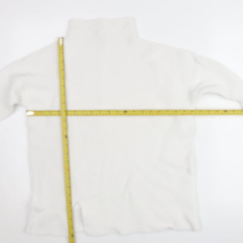 French Connection Women’s White Roll Neck Rib-Knit Jumper XS