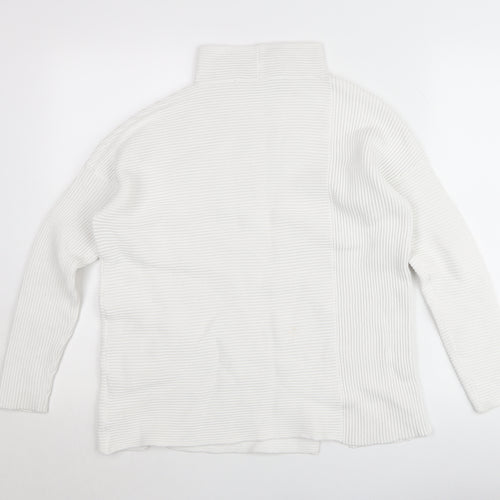 French Connection Women’s White Roll Neck Rib-Knit Jumper XS