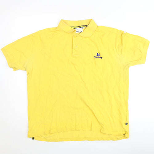 Money Mens Yellow Polo Shirt L Cotton Embroidered Logo Casual