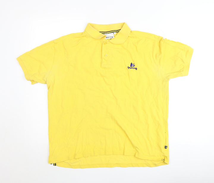 Money Mens Yellow Polo Shirt L Cotton Embroidered Logo Casual