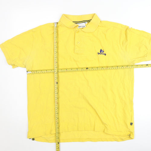 Money Mens Yellow Polo Shirt L Cotton Embroidered Logo Casual