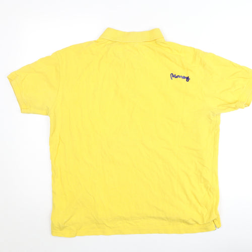Money Mens Yellow Polo Shirt L Cotton Embroidered Logo Casual
