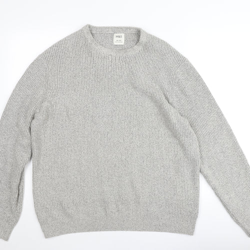 Marks and Spencer Men’s Grey 2XL Regular Knit Crew Neck Jumper