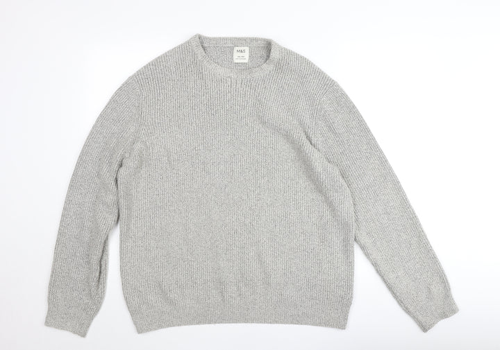 Marks and Spencer Men’s Grey 2XL Regular Knit Crew Neck Jumper
