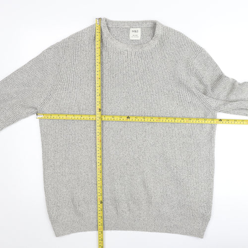 Marks and Spencer Men’s Grey 2XL Regular Knit Crew Neck Jumper