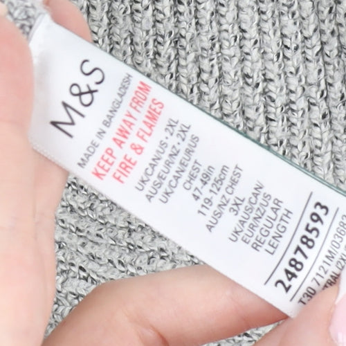 Marks and Spencer Men’s Grey 2XL Regular Knit Crew Neck Jumper