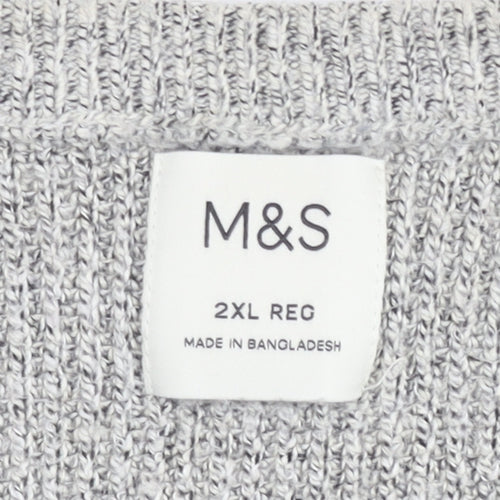 Marks and Spencer Men’s Grey 2XL Regular Knit Crew Neck Jumper