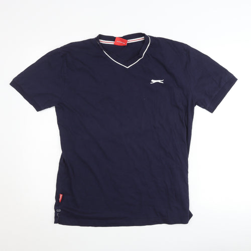 Slazenger Men's Blue V-Neck Cotton T-Shirt Size L