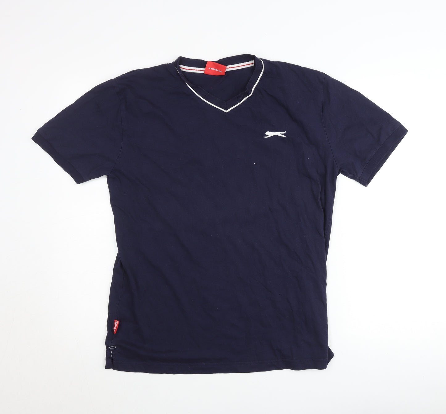 Slazenger Men's Blue V-Neck Cotton T-Shirt Size L