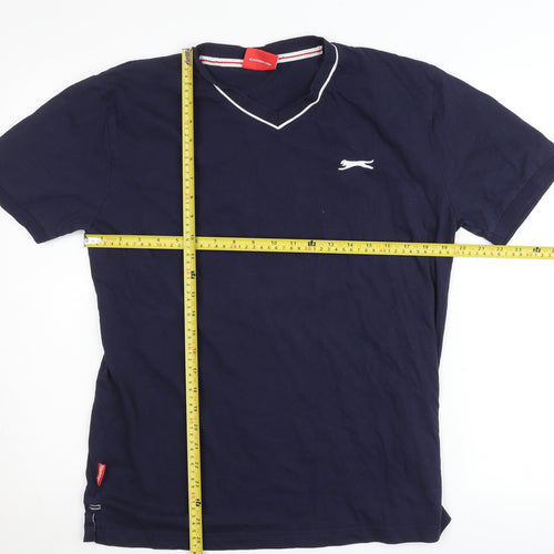 Slazenger Men's Blue V-Neck Cotton T-Shirt Size L