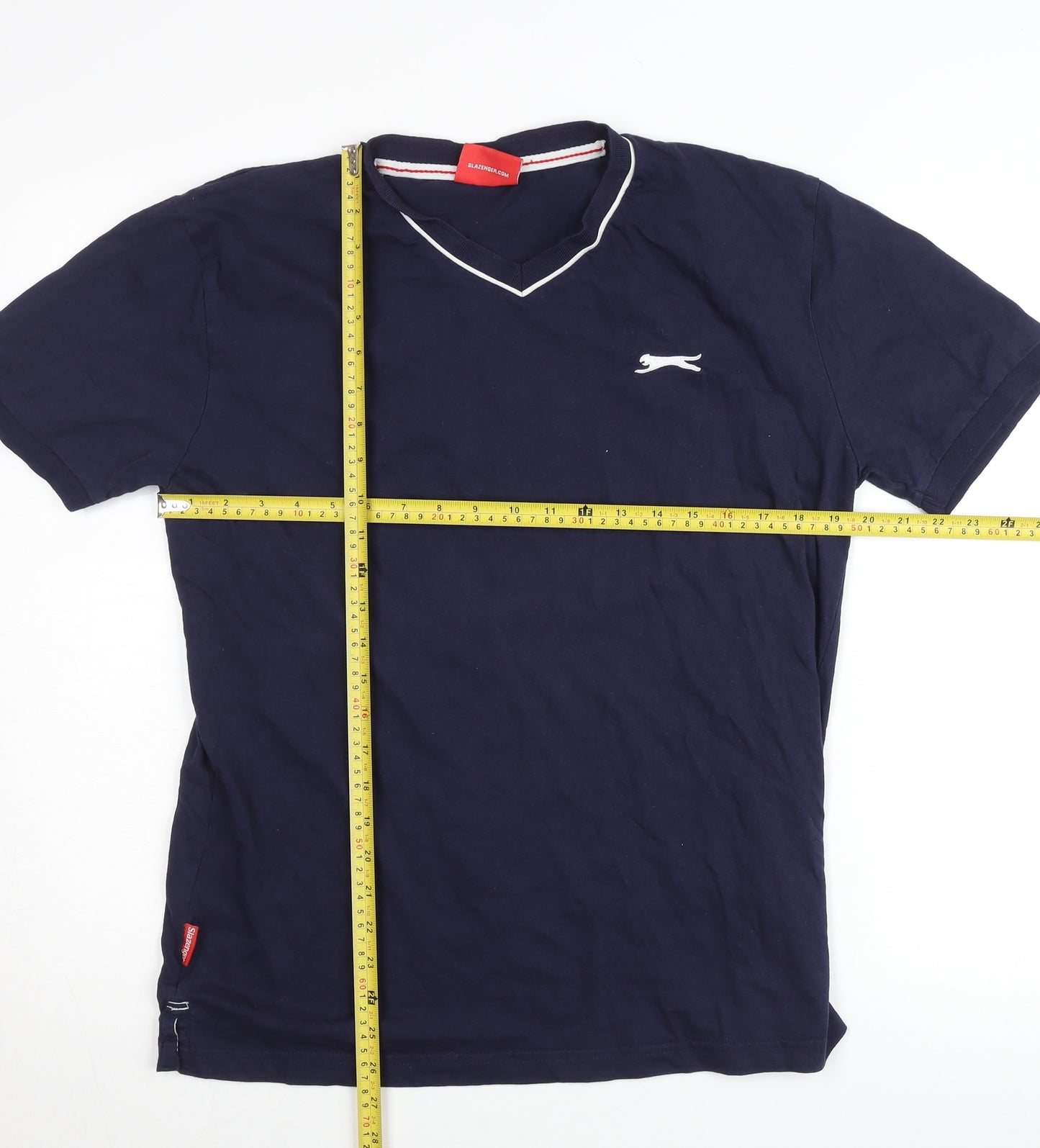 Slazenger Men's Blue V-Neck Cotton T-Shirt Size L