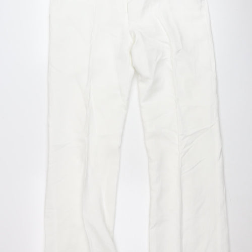 Savida Women’s White Chino Trousers Size 14 Mid Rise Cotton Blend