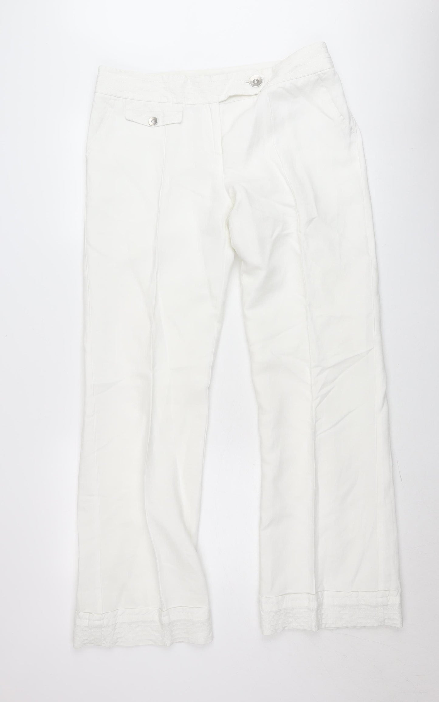 Savida Women’s White Chino Trousers Size 14 Mid Rise Cotton Blend