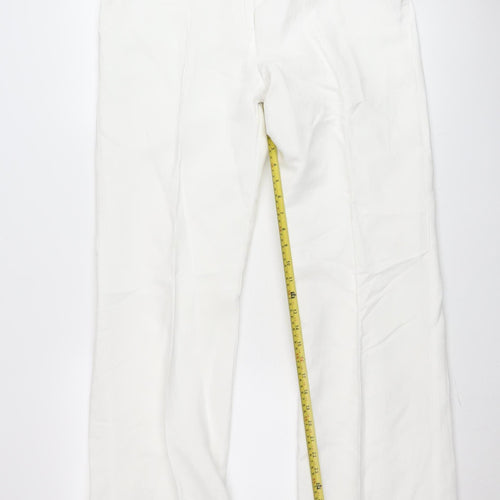 Savida Women’s White Chino Trousers Size 14 Mid Rise Cotton Blend
