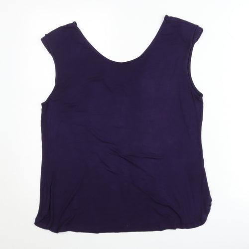 Oasis Women's Purple V-Neck Sleeveless Jersey Tank Top Size L