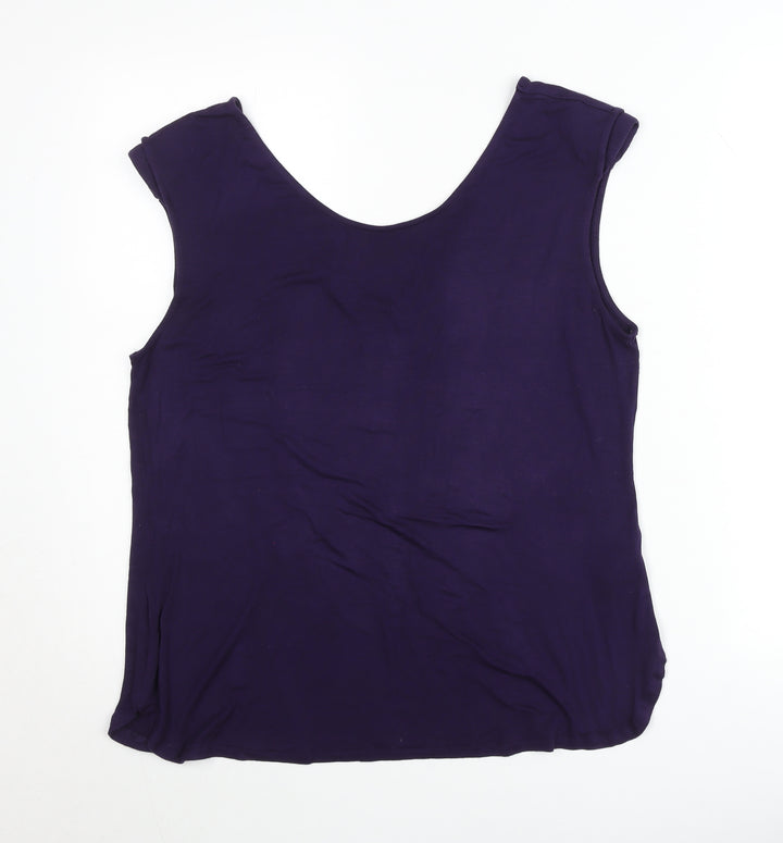 Oasis Women's Purple V-Neck Sleeveless Jersey Tank Top Size L