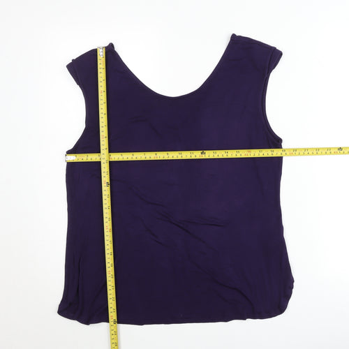 Oasis Women's Purple V-Neck Sleeveless Jersey Tank Top Size L