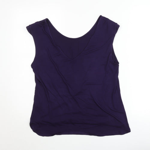 Oasis Women's Purple V-Neck Sleeveless Jersey Tank Top Size L