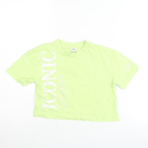 River Island Girls Green Cropped Graphic T-Shirt 5-6 Years