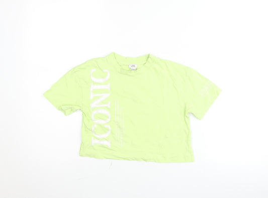 River Island Girls Green Cropped Graphic T-Shirt 5-6 Years