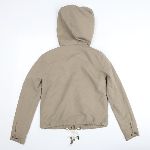 ONLY Girls Beige Hooded Anorak Jacket XS Cotton Drawstring Casual Coat