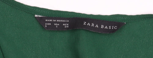 Zara Basic Women's Green V-Neck Wrap Blouse Long Sleeve Size S