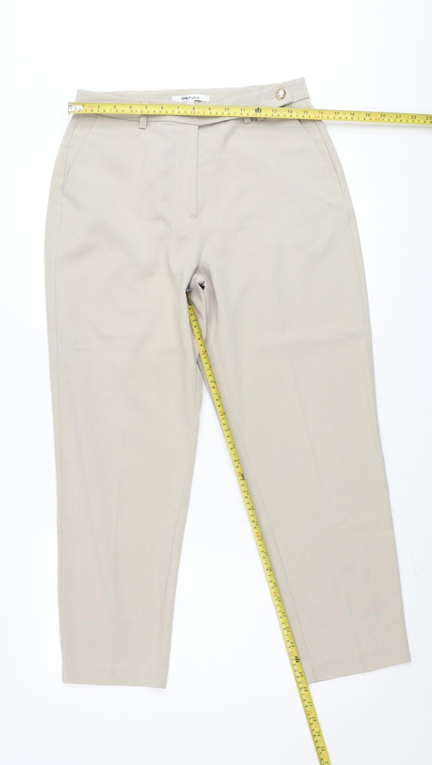 ONLY Women Beige Tailored Straight Trousers Size 10