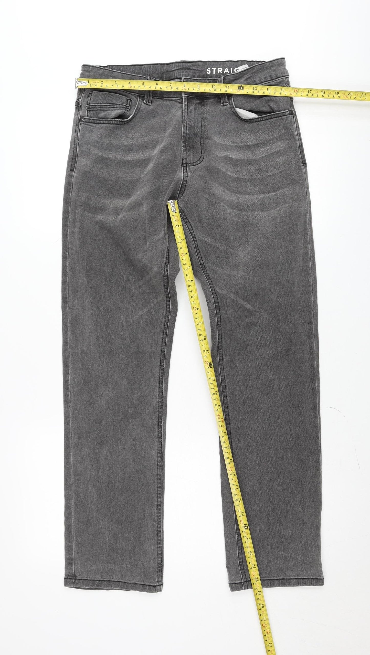 Marks and Spencer Men’s Grey Straight Leg Jeans 32W 32L Classic Fit