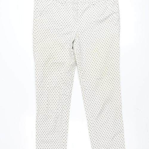 LFT Women's Beige Geometric Stretch Chino Trousers Size 12 Slim Fit