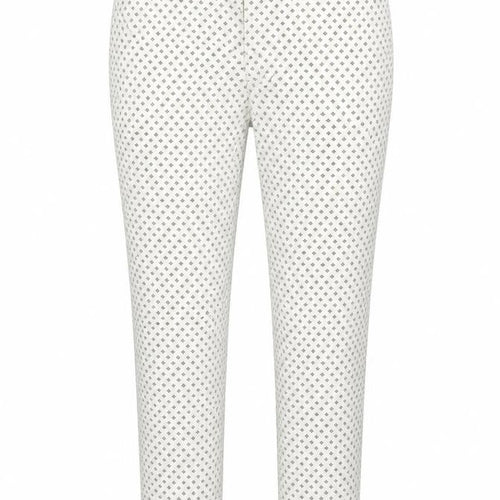 LFT Women's Beige Geometric Stretch Chino Trousers Size 12 Slim Fit