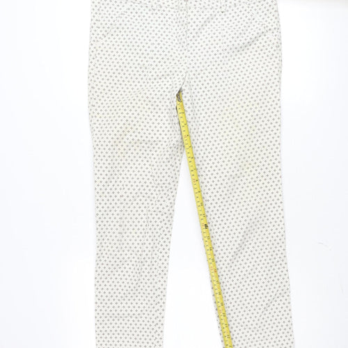 LFT Women's Beige Geometric Stretch Chino Trousers Size 12 Slim Fit