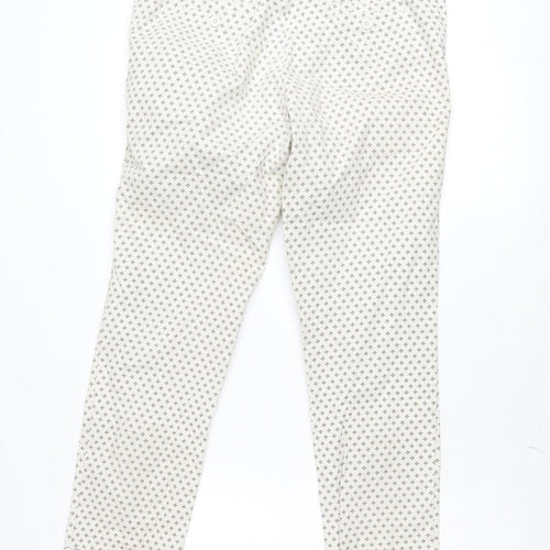 LFT Women's Beige Geometric Stretch Chino Trousers Size 12 Slim Fit