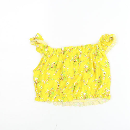 Topshop Women’s Yellow Floral Cropped Off Shoulder Blouse UK 8
