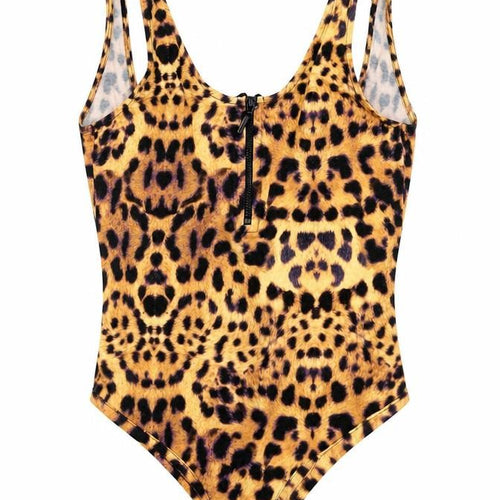 Topshop Women Leopard Print Bodysuit UK 6 Sleeveless Zip Front