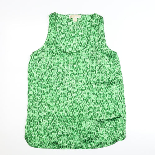 Michael Kors Women's Green Geometric Polyester Sleeveless Tank Top M