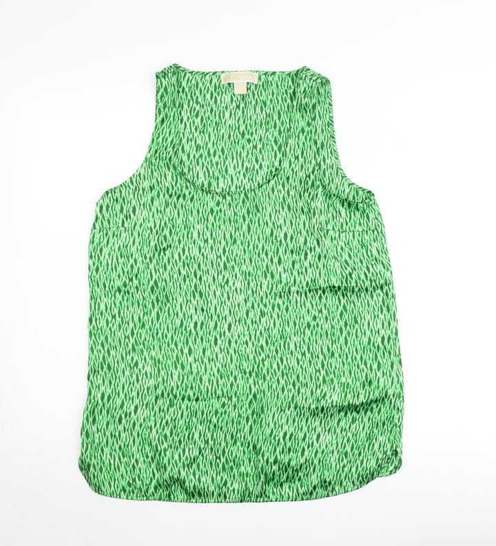Michael Kors Women's Green Geometric Polyester Sleeveless Tank Top M