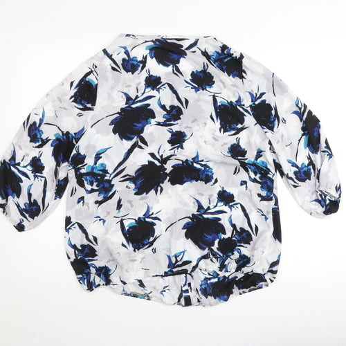 Julipa Women Blue Floral Chiffon Tunic Blouse Size 14