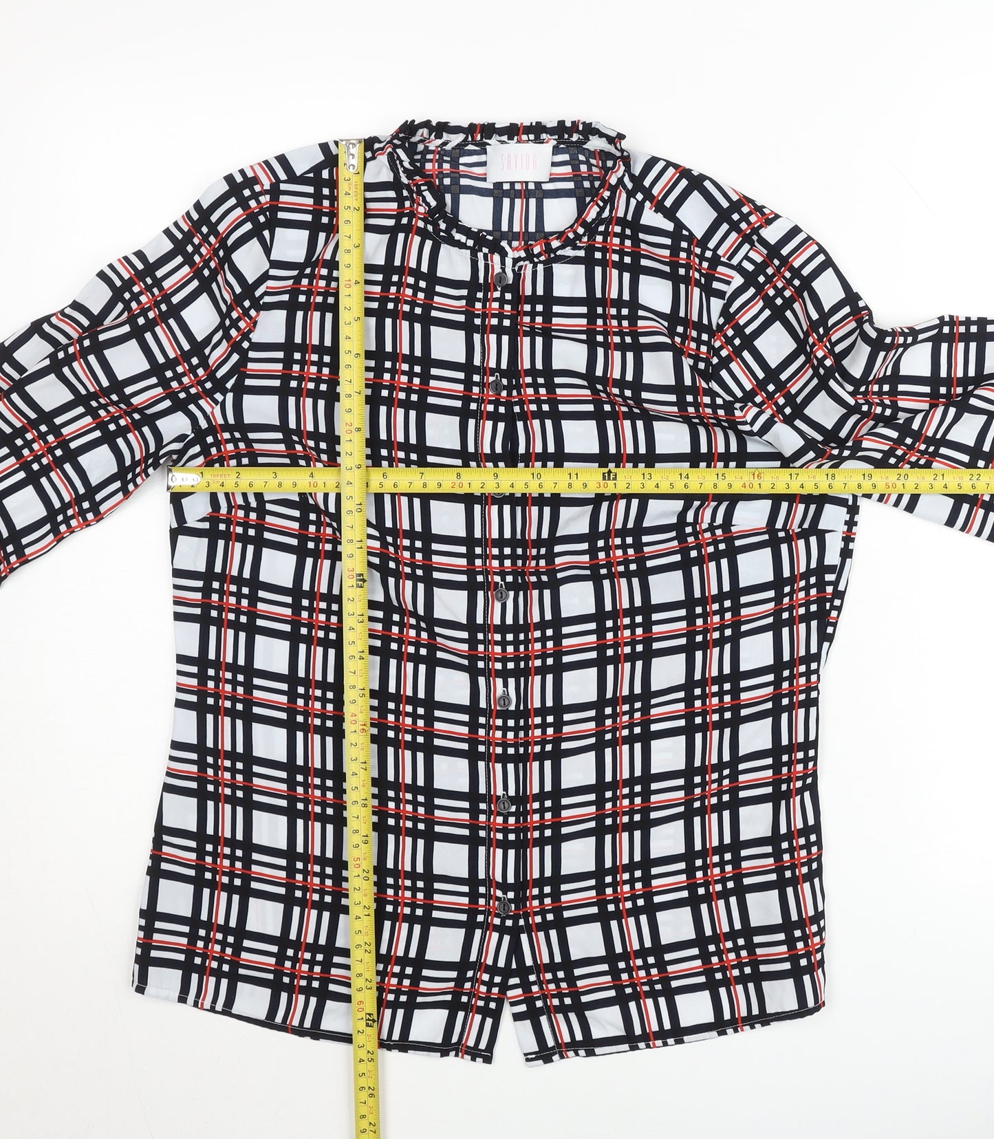 Savida Women's Multicoloured Check Blouse Size 10 Long Sleeve