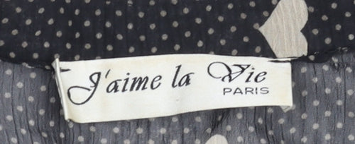 J'aime la Vie Women's Black Heart Print Wrap Blouse Size S