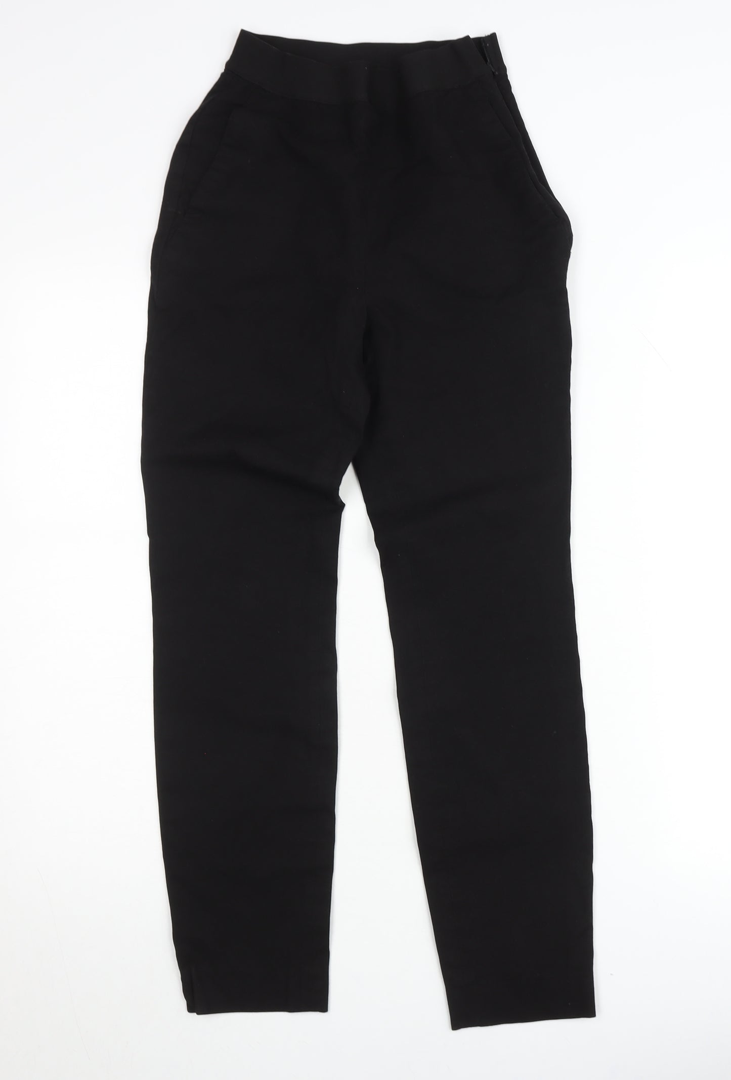 Massimo Dutti Women’s Black Slim Fit High Rise Cotton Stretch Trousers Size 6