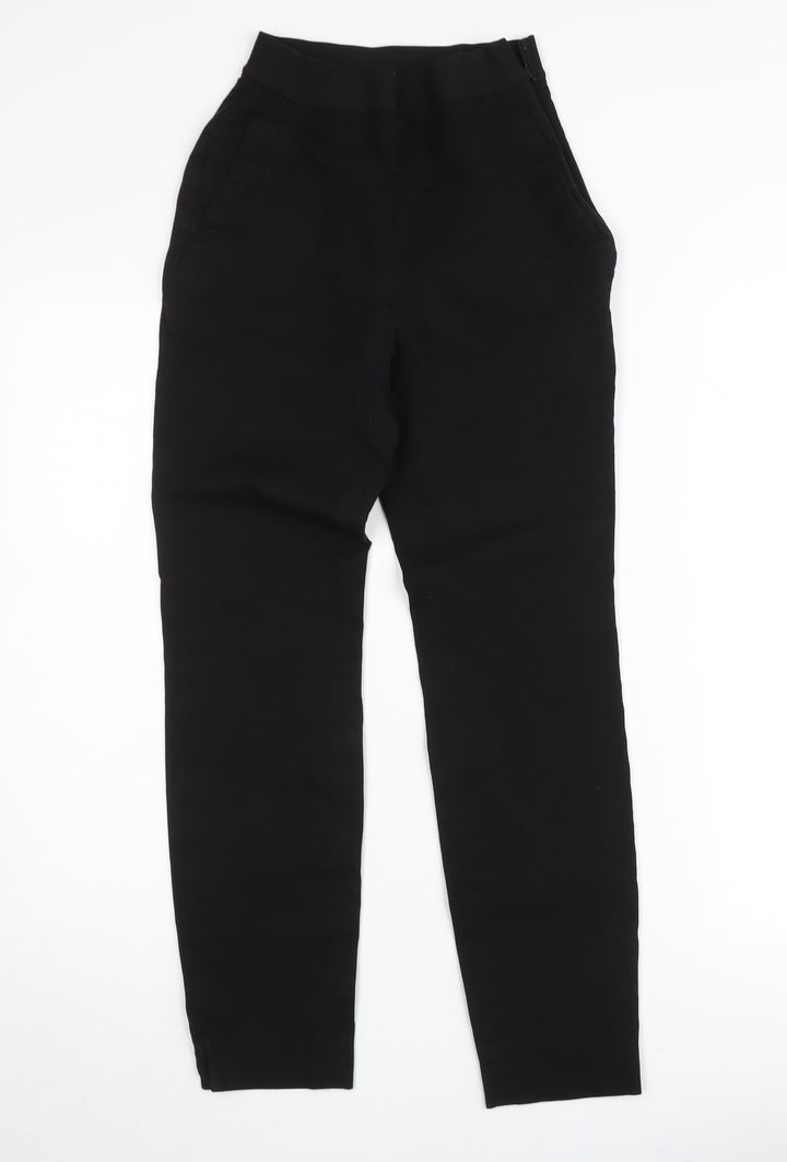 Massimo Dutti Women’s Black Slim Fit High Rise Cotton Stretch Trousers Size 6