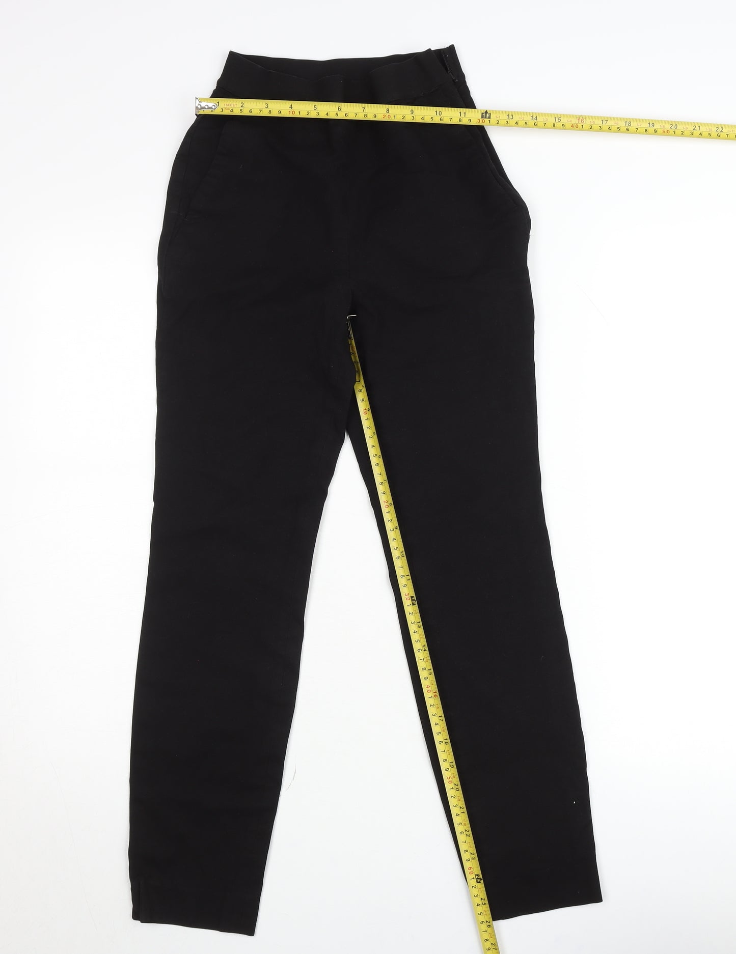 Massimo Dutti Women’s Black Slim Fit High Rise Cotton Stretch Trousers Size 6