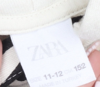 ZARA Boys White Graphic Print Pullover Hoodie 11-12 Years Skate Street Style