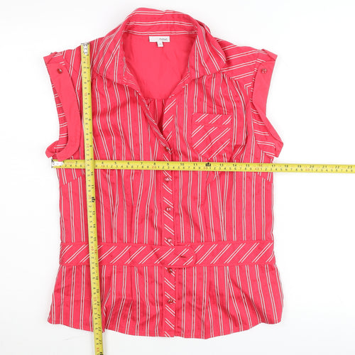 Next Women Pink Striped Sleeveless Collared Blouse Size 14