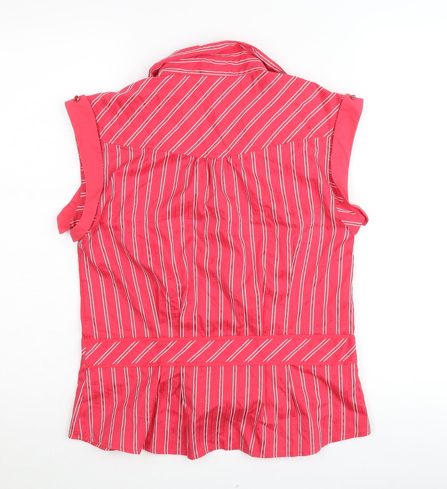 Next Women Pink Striped Sleeveless Collared Blouse Size 14