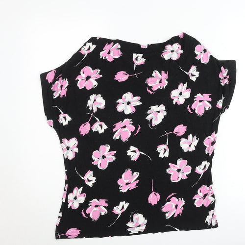 Debenhams Women’s Black Floral Jersey Stretch T-Shirt Size 16