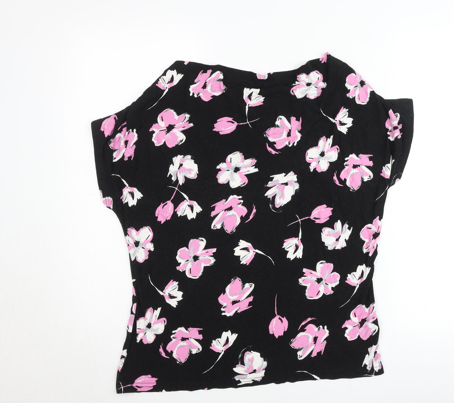 Debenhams Women’s Black Floral Jersey Stretch T-Shirt Size 16