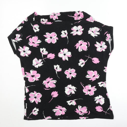 Debenhams Women’s Black Floral Jersey Stretch T-Shirt Size 16